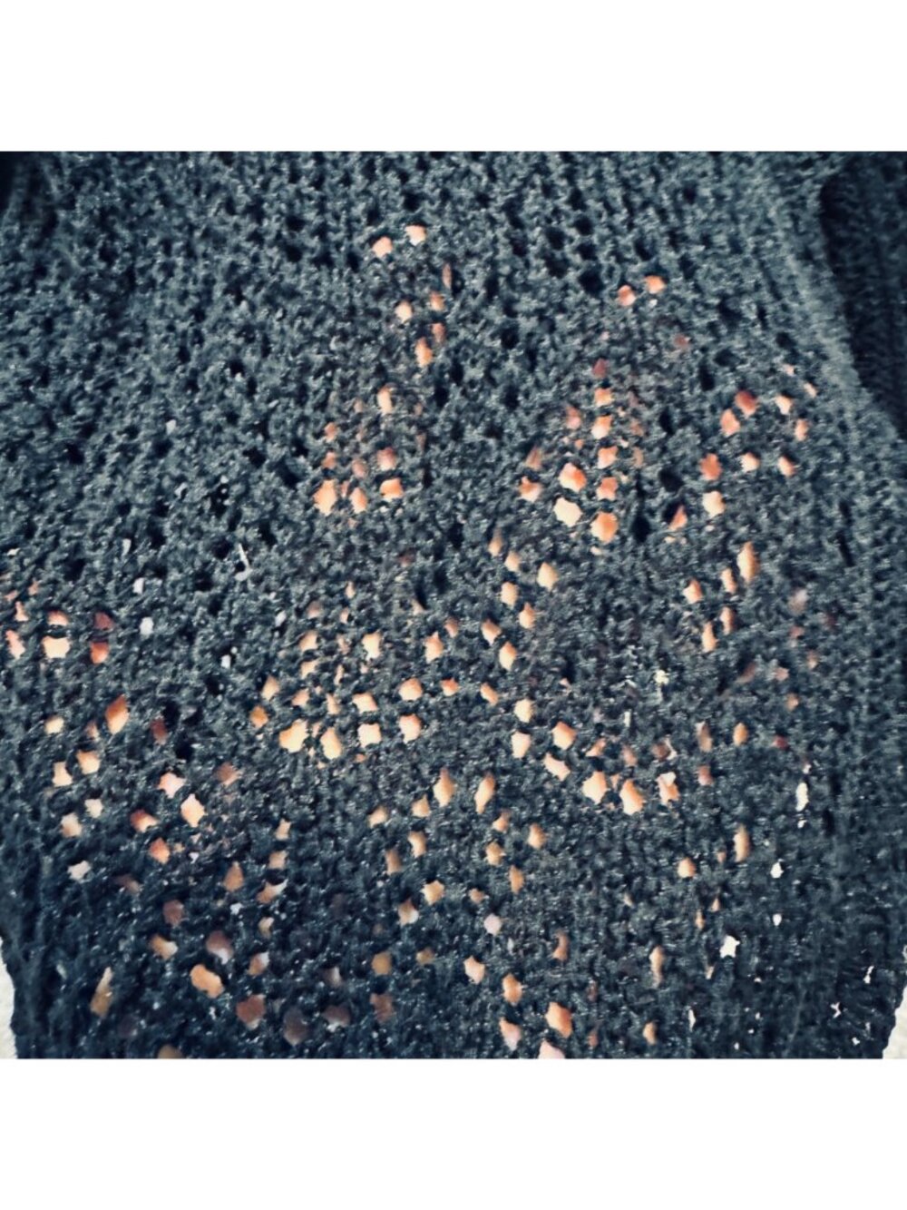 Vintage Gap Black Crochet Cropped Cardigan Size M Cotton Boho Whimsygoth Y2K - Picture 3 of 14